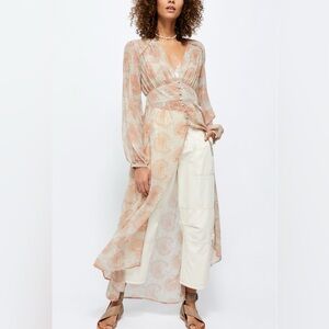 Free People Valerie Duster in Light Blue Multi size S